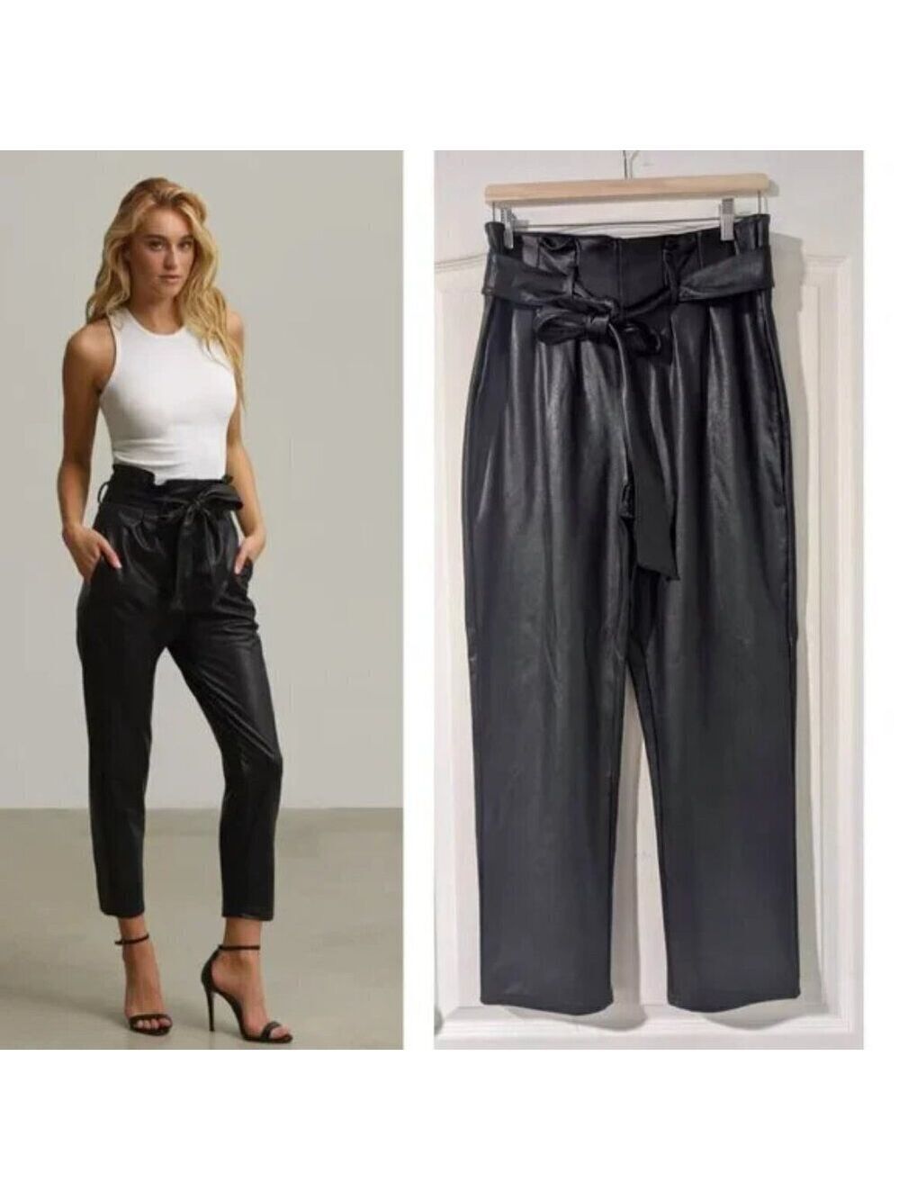 Commando | Faux Leather Paperbag Pants In Black